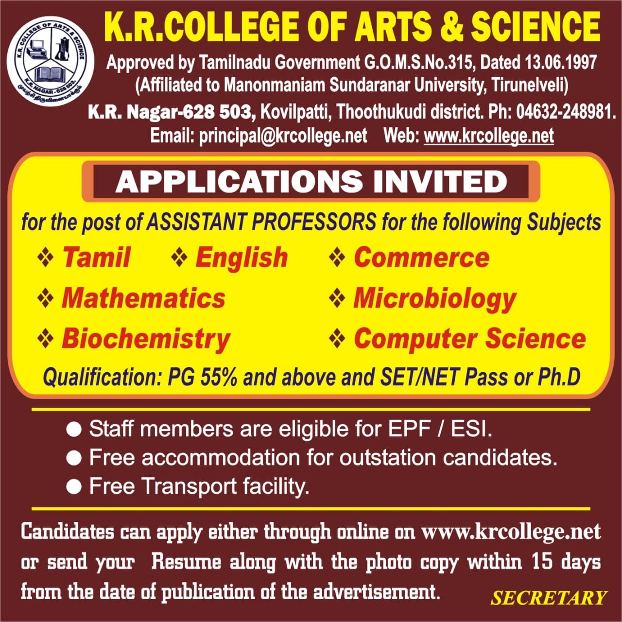 K.R. College of Arts & Science